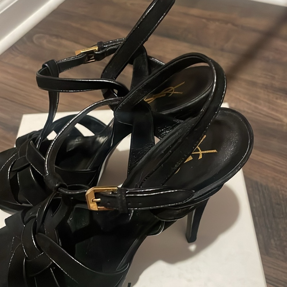 Saint Laurent Tribute Black Platform Heels Sandals size 41, usa 10 - Picture 8 of 16
